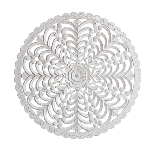 Habitat Lottie White Round Wood Wall Medallion